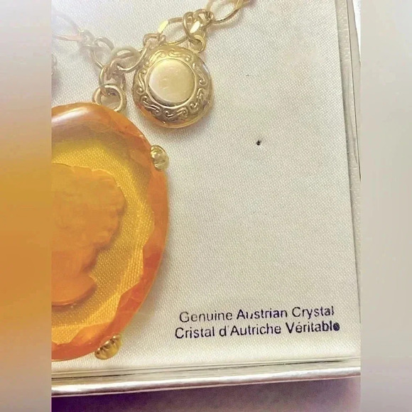 ✨Cameo Pendant Genuine Austrian Crystal necklace New , sealed ✨ - Picture 3 of 5